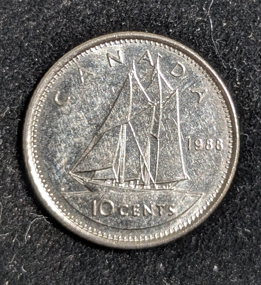 1988 Canada 10 Cents Circulated KM# 77.2