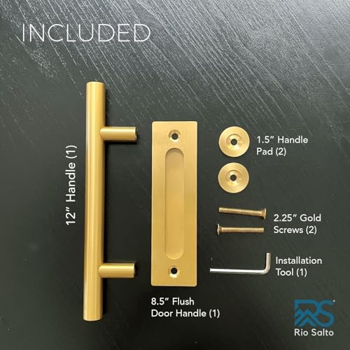 12-Inch Barn Door Handle Kit Closet Door Handle Solid 12" - 1Pack Gold