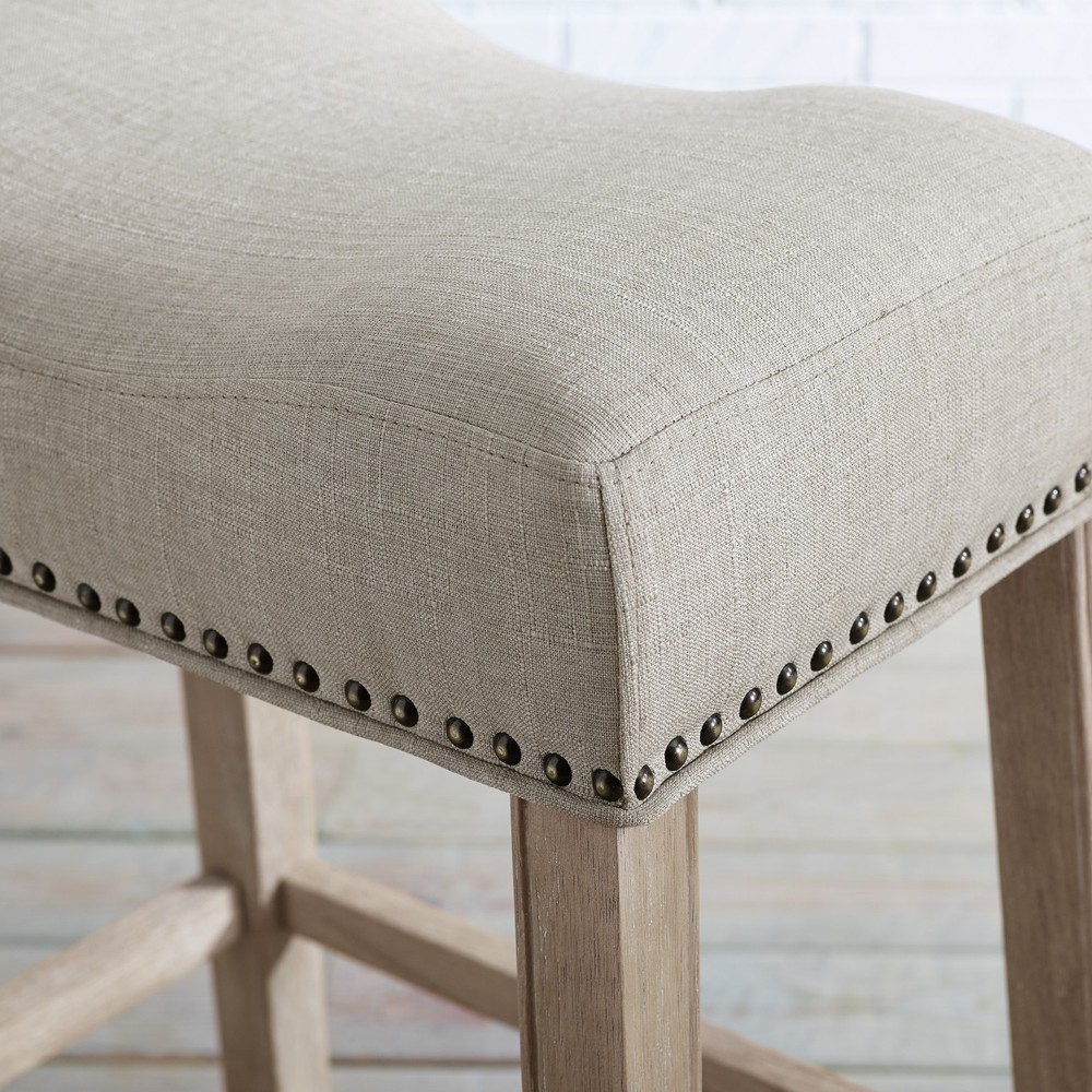 Upholstered Backless Saddle Seat Bar Stools 29" height Set of 2