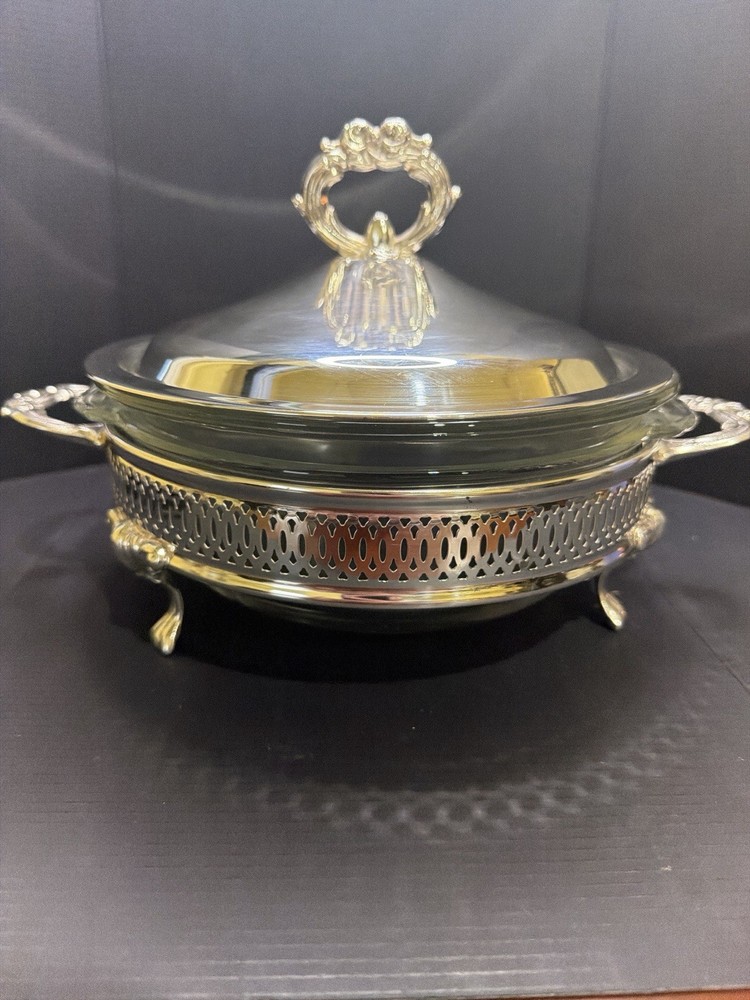 Leonard Silverplated Duo Server Chafing Dish w Lid Insert Pie Plate