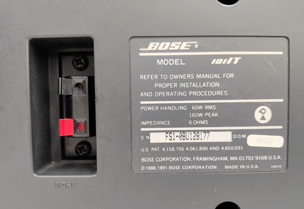 BOSE 101IT Speaker System Black Compact Operation Confiremd