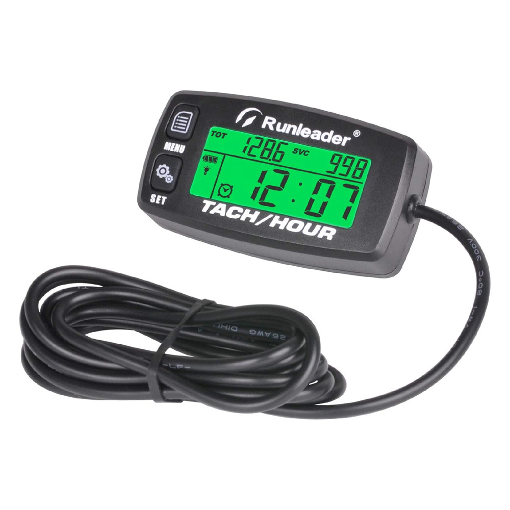 Digital Gas Engine Tachometer, Hours & RPM Record,Backlight Hour Meter,Battery R