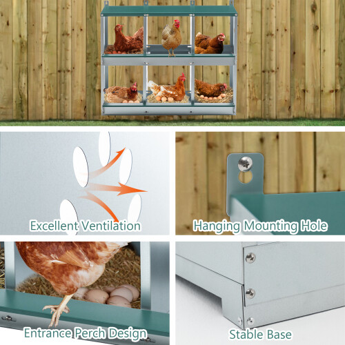 3/ 8 Compartment Chicken Nesting Boxes,For Laying Eggs, Metal Poultry Nest Box