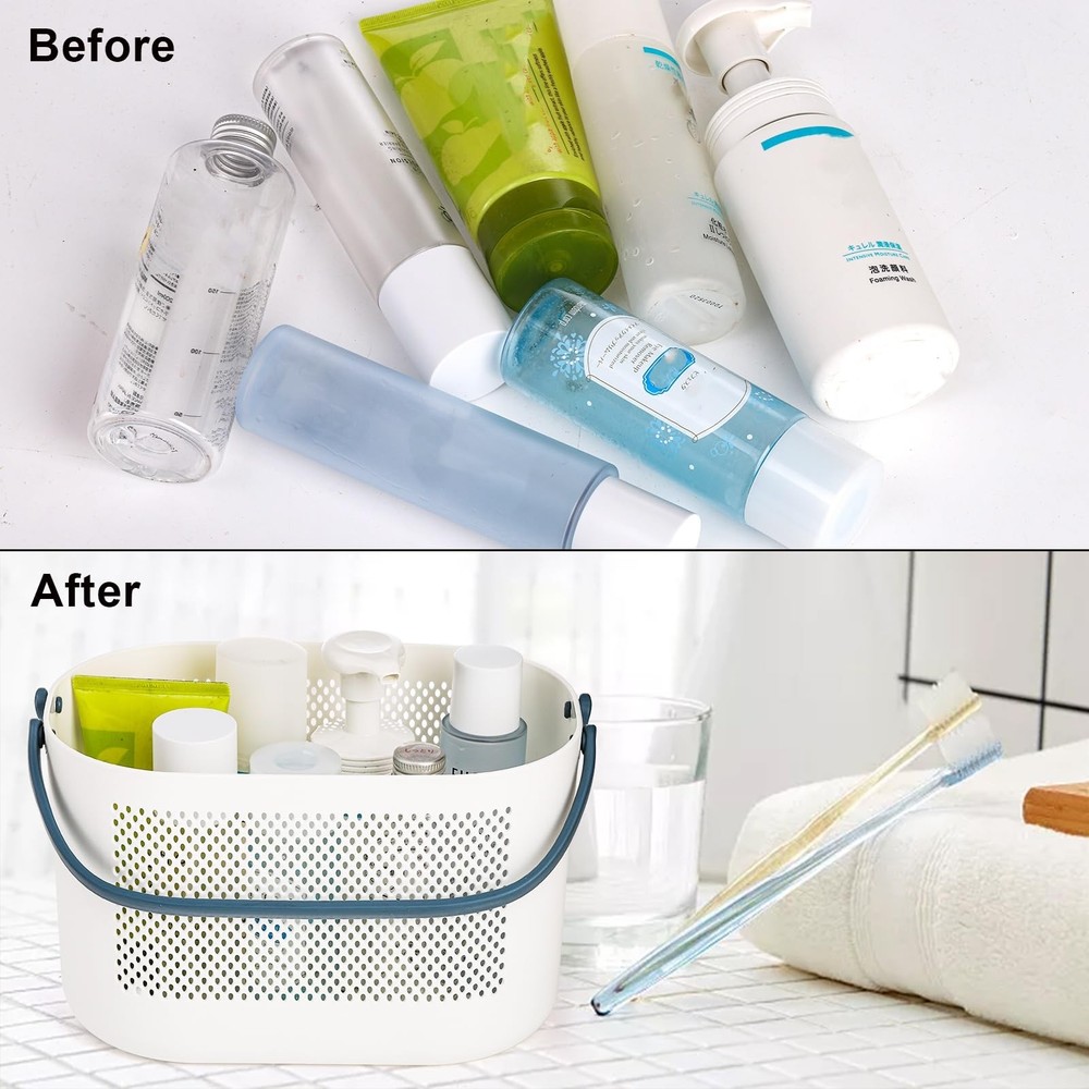 4 Pack Portable Shower Caddy Basket, Plastic Storage Baskets with Handles, Dr...