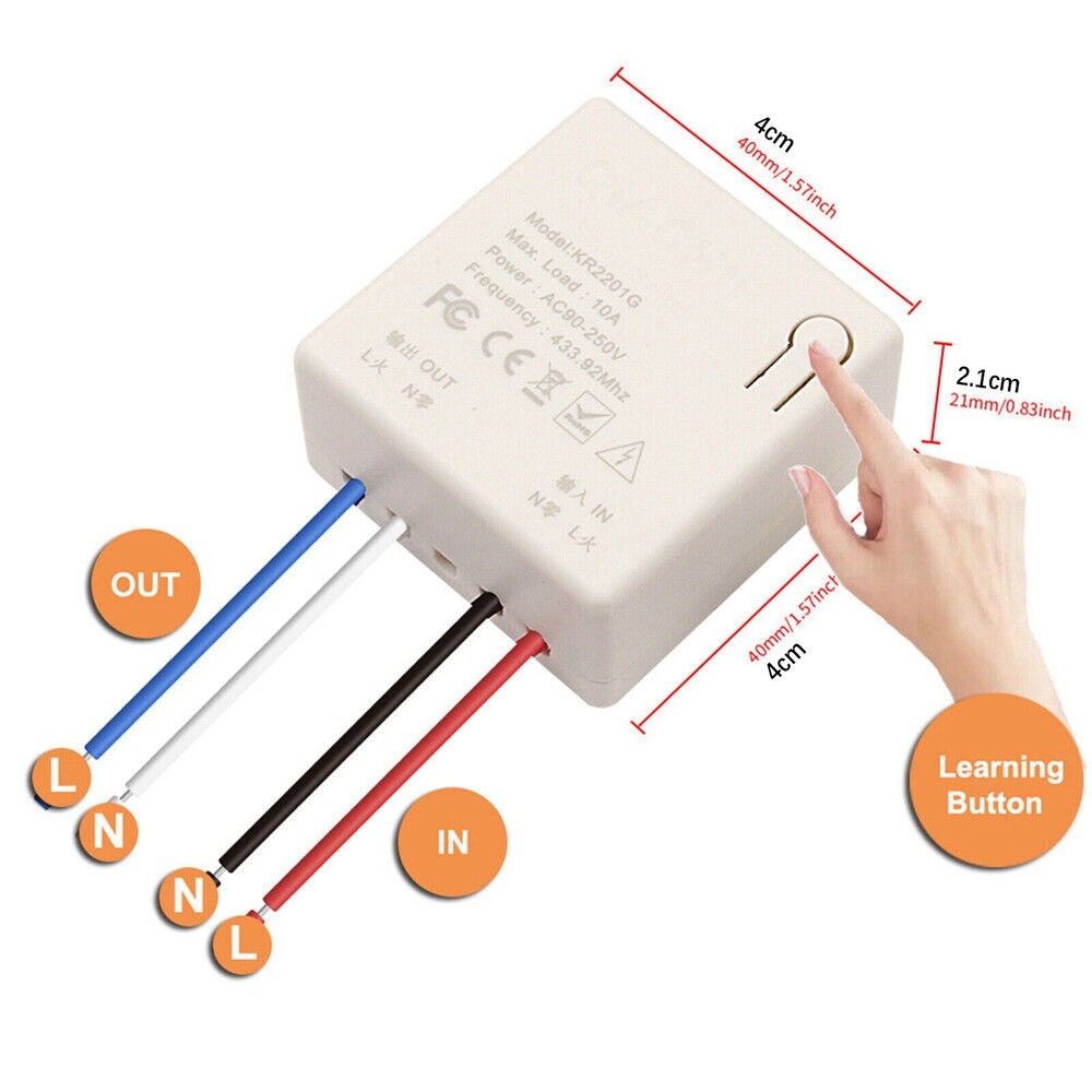 1set Wireless Switch 433mhz Receiver Module No Wiring Easy&Flexible Installation