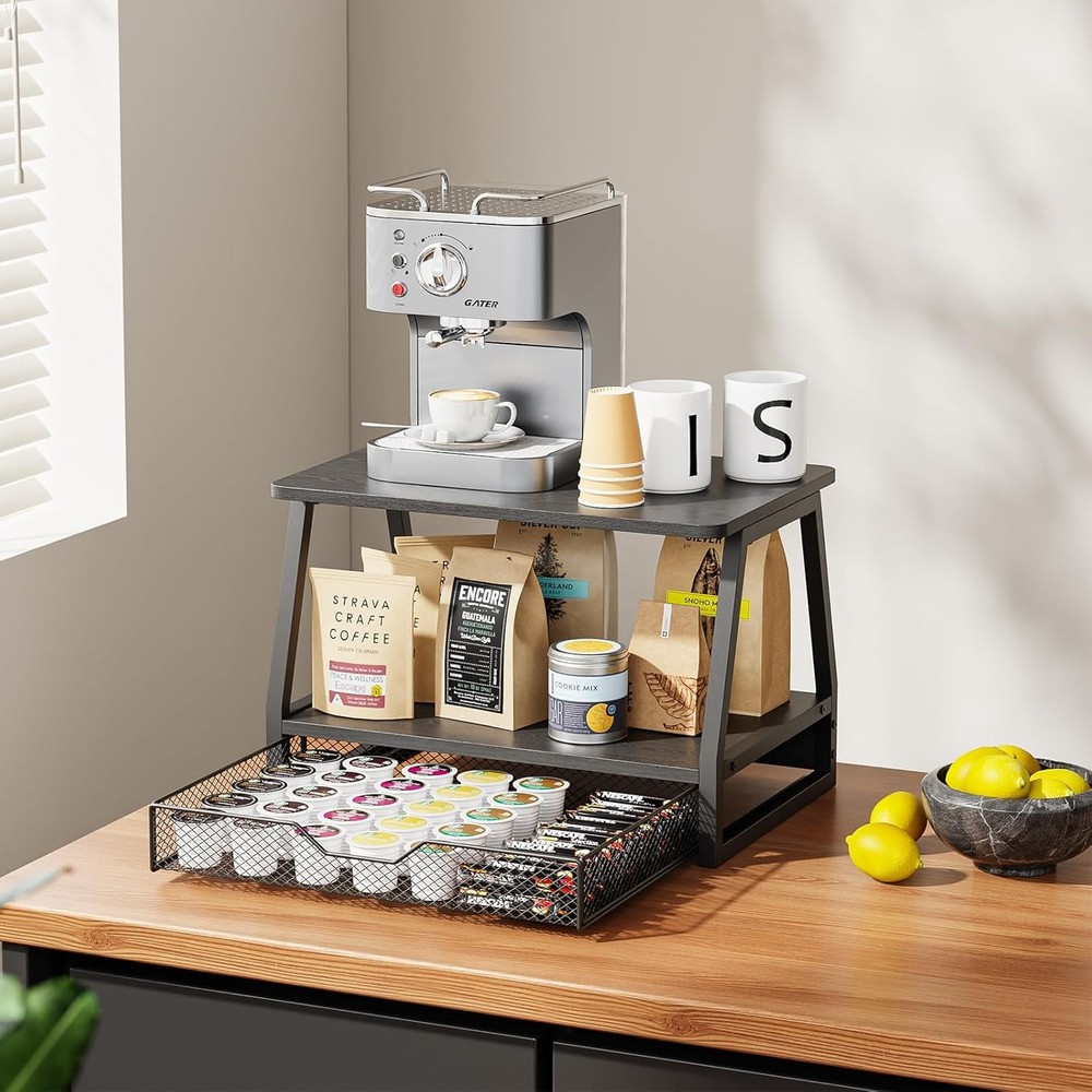 2-Tier Printer Stand W/ Storage Desktop Organizer Printer Paper Desk Shelf