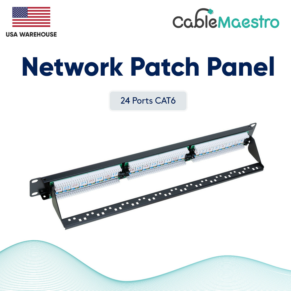 Patch Panel UTP 24 Port CAT6 RJ45 110 Network Surface Wall Mount Bracket