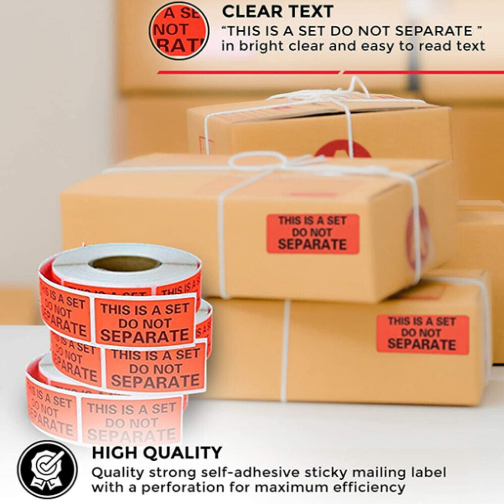 1000 THIS IS A SET DO NOT SEPARATE Packaging Labels Red Warning Sticker 1"x2" US