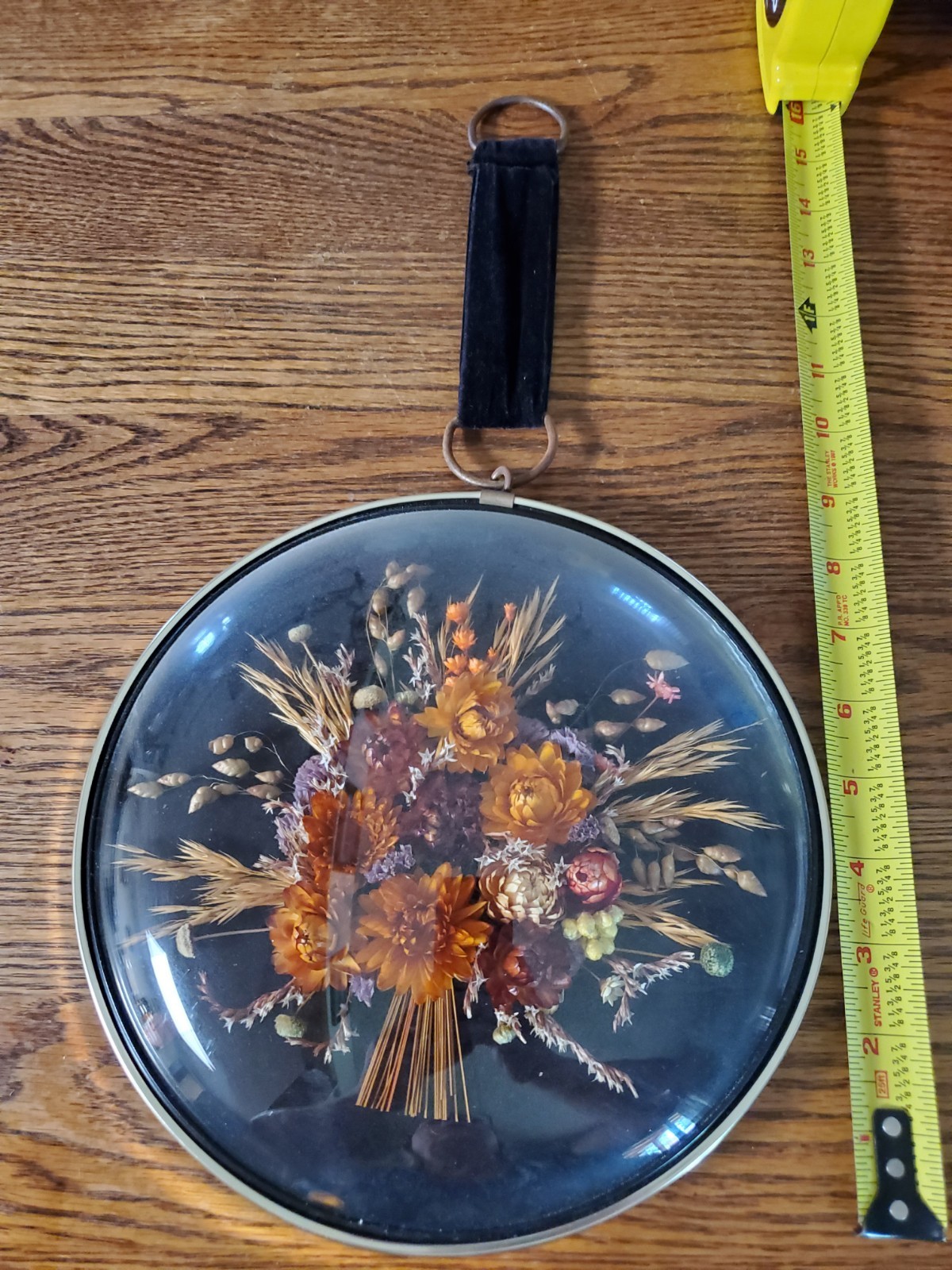 Vintage Cideart Dried Flowers Belgium Convex Glass Extra Large