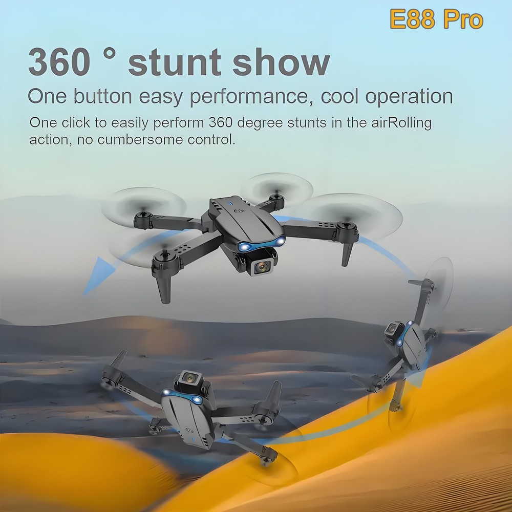 Mini Drone Dual Camera WiFi Foldable Quadcopter RC with Screen Remote 3 Battery