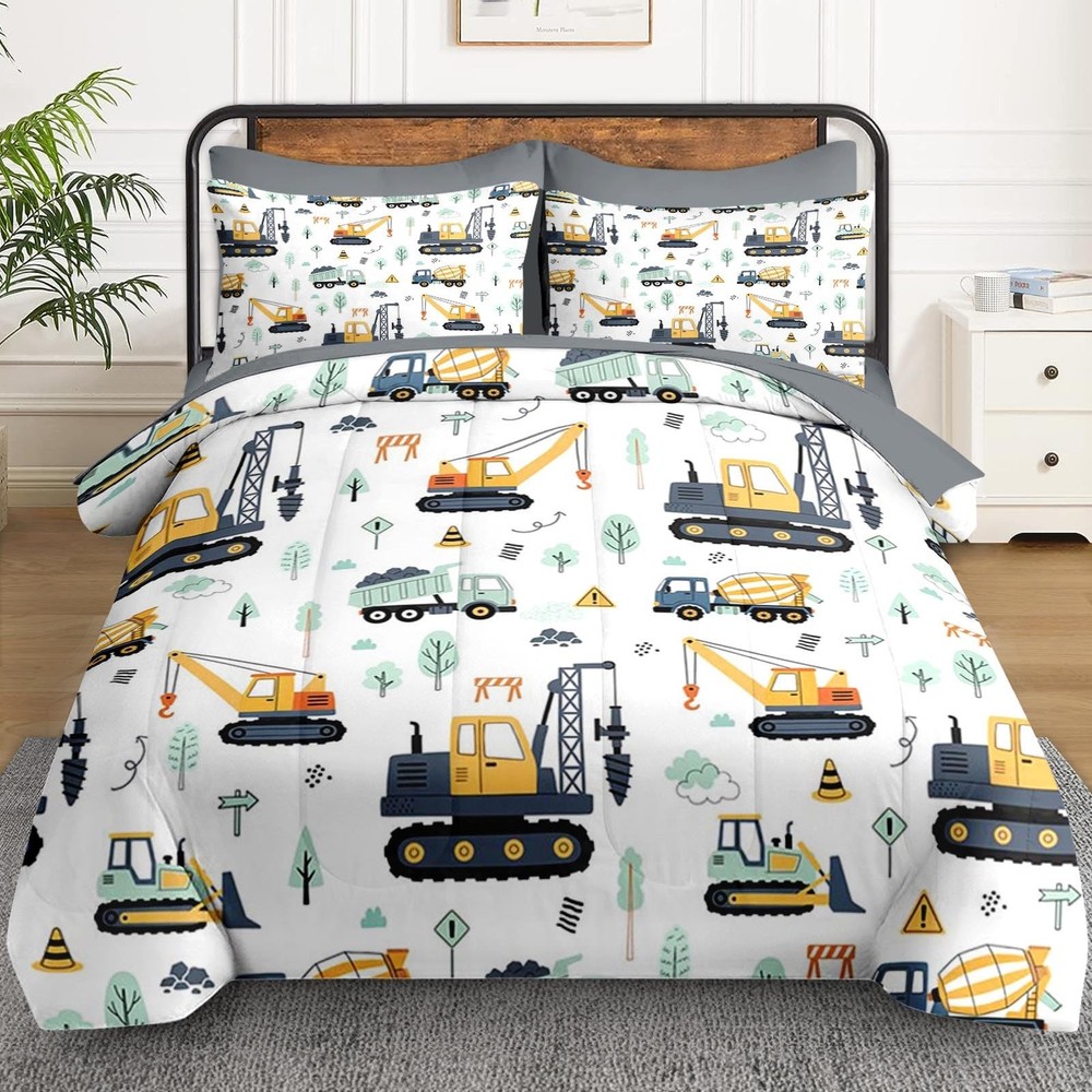 7 Pcs Queen Size Comforter Set with 2 Pillowcases & 2 Shams, Tractor Bedding ...