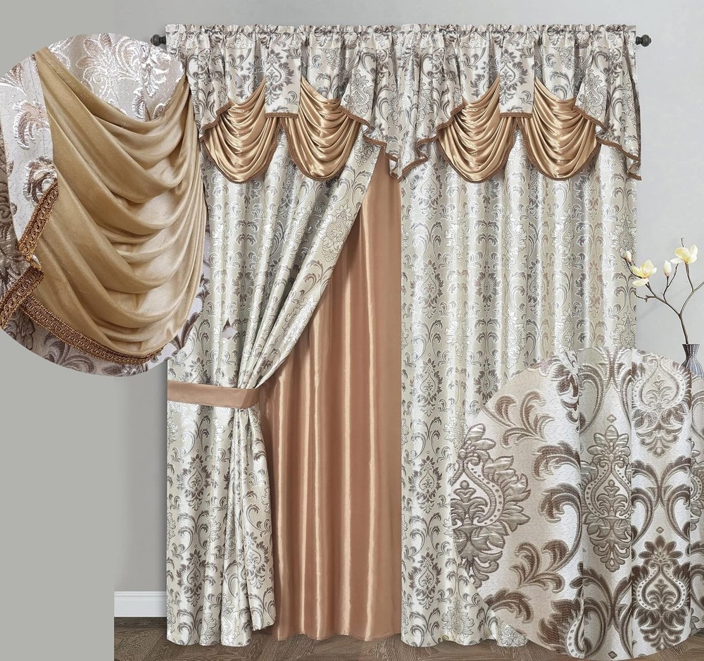 Cortinas Plata Para Sala Elegantes Con Cenefas De 2 Paneles 54 X 90 Modernas Set