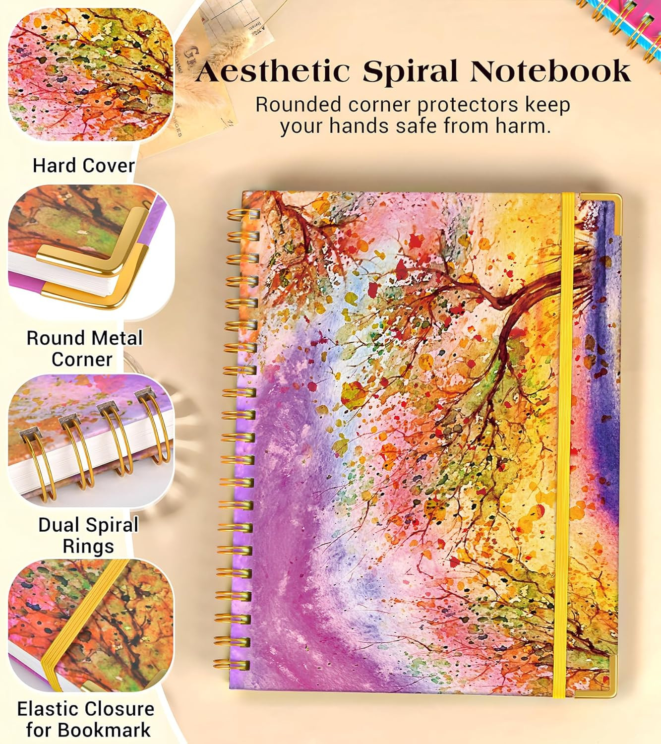 Lined Spiral Notebook Journal for Women, 150 Pages Cute Notebooks 5.75” X 8.38”,