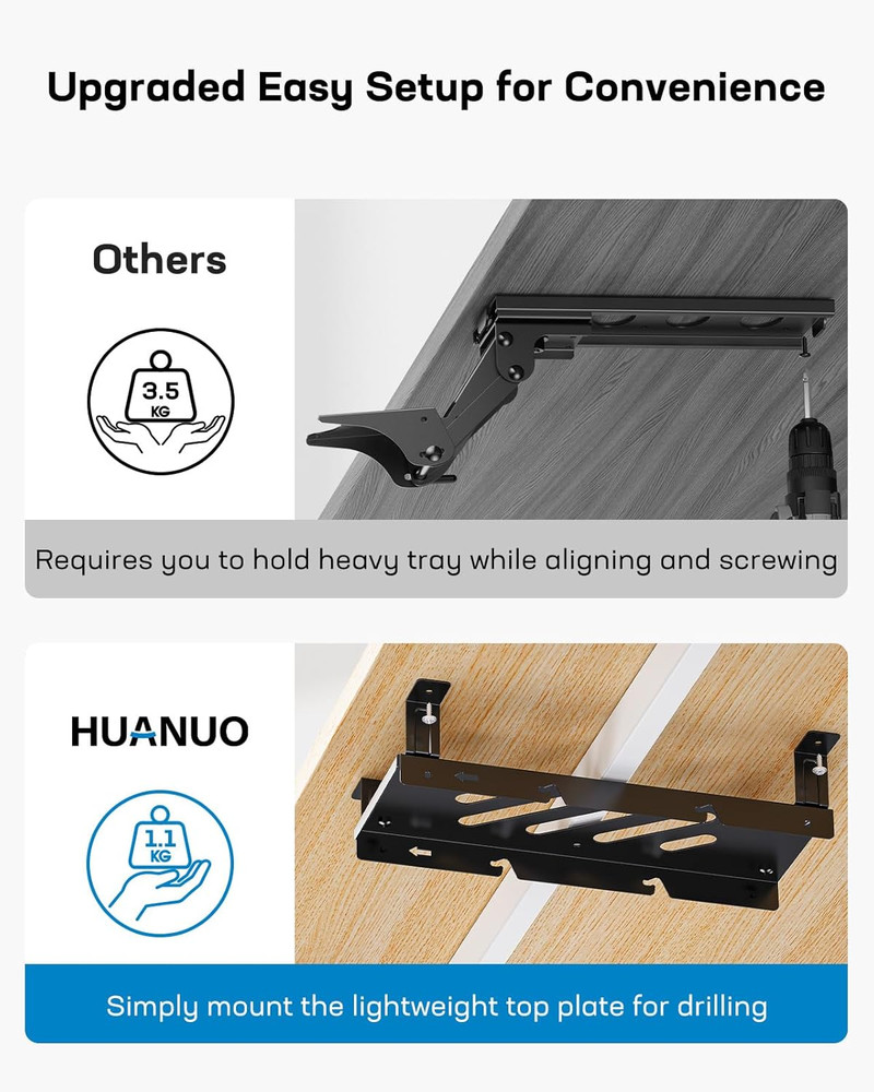 Keyboard Tray under Desk, Adjustable Ergonomic Keyboard & Mouse Tray, Flat Botto