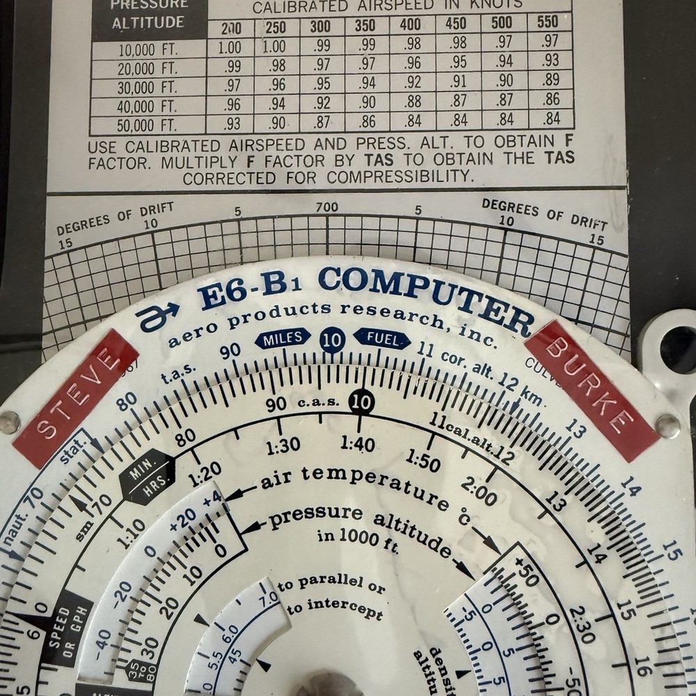 Vtg Aero Products Research E6-B Flight Computer w/Manual APR np-13 Plotter