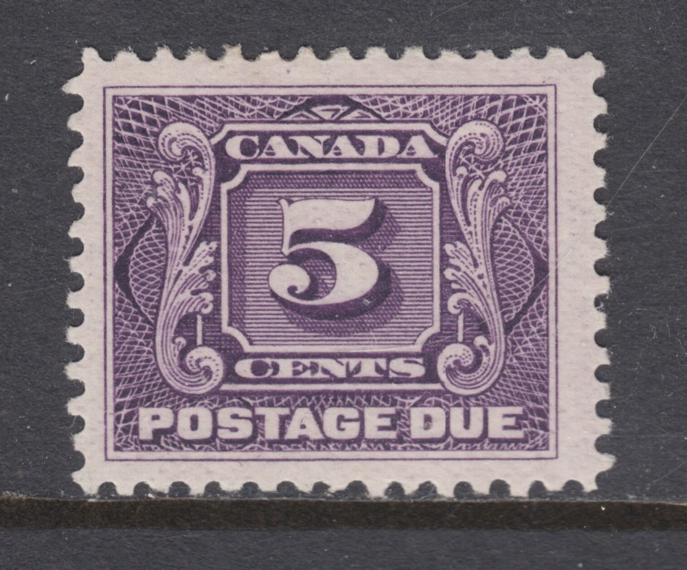 Canada Sc J4 MLH. 1906 5c violet Postage Due, tiny thin, fresh