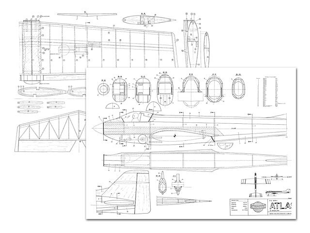 Atlas 60 RC Pattern Plane 65" Wing RC Model Airplane Printed Plans & Templates