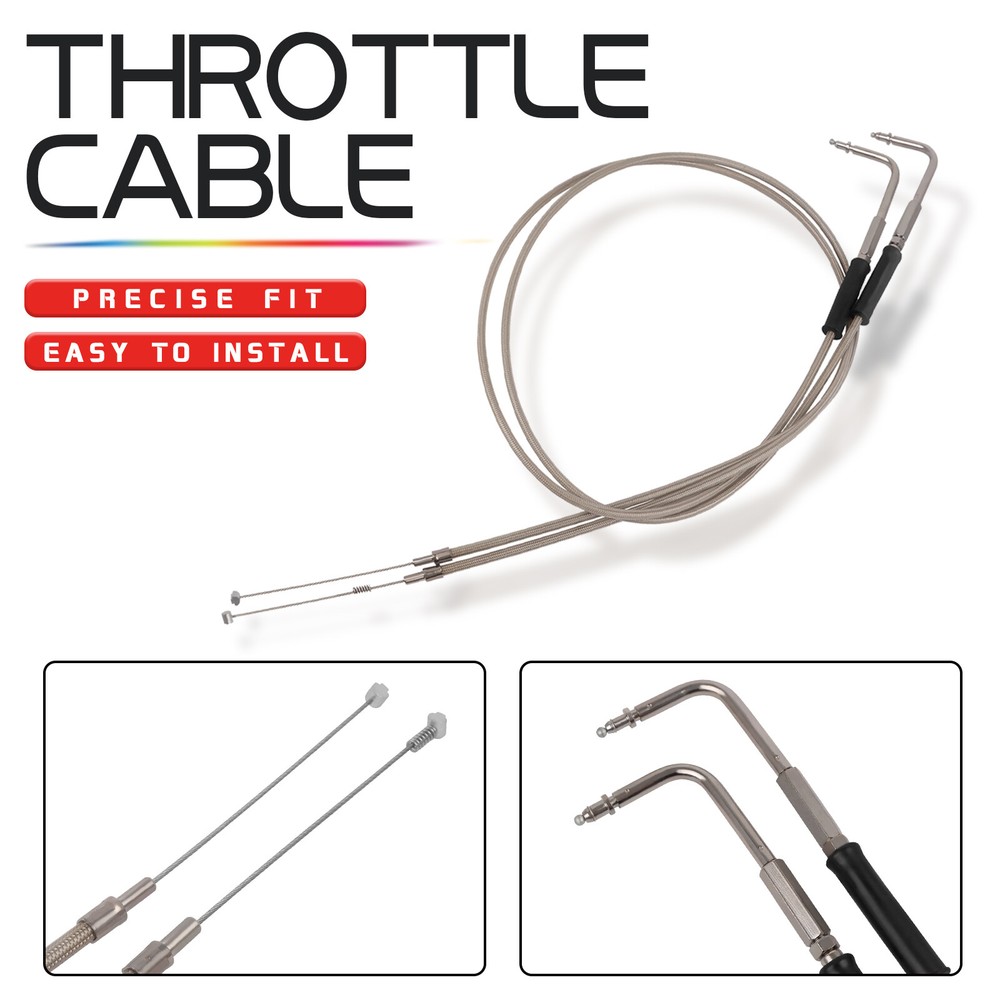 48" Throttle Cable & Idle Cable Kit Compatible With Harley Dyna Super Wide Glide