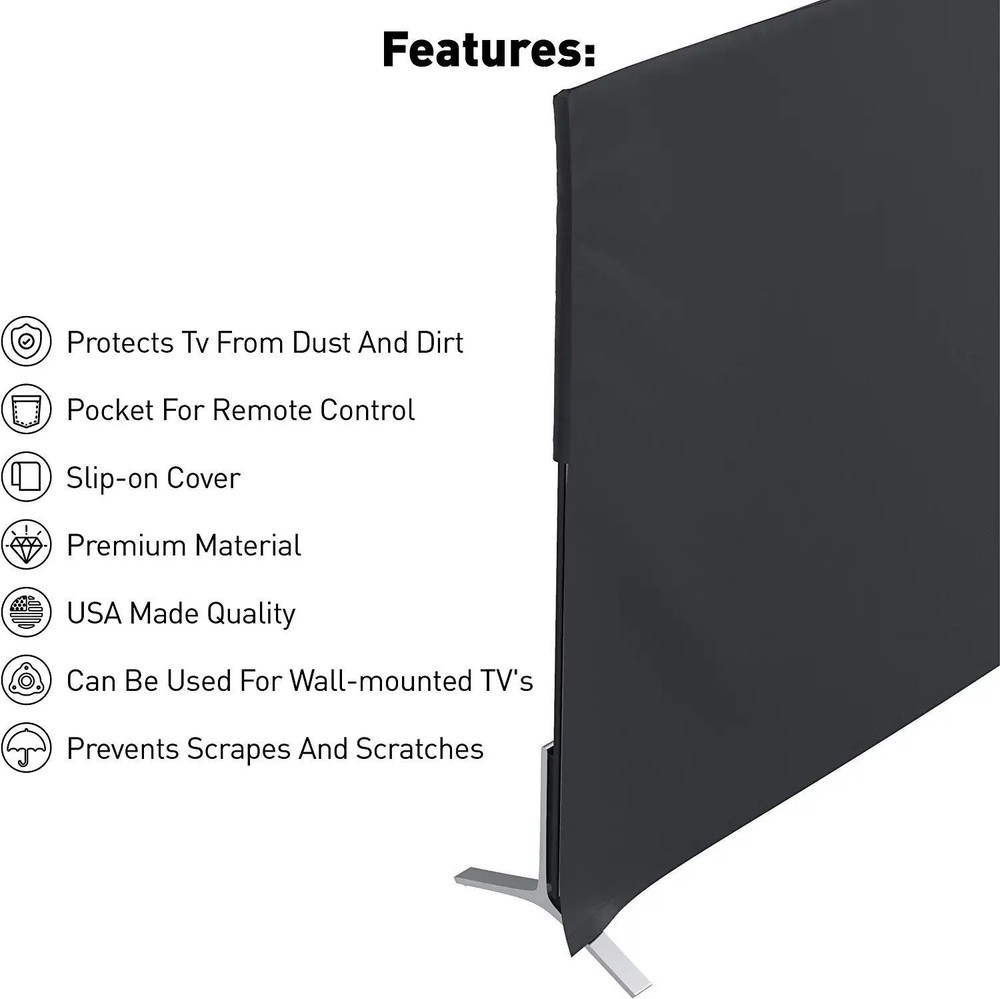 55 inch TV Cover Dust Screen Protector for Flat screen LCD, Black