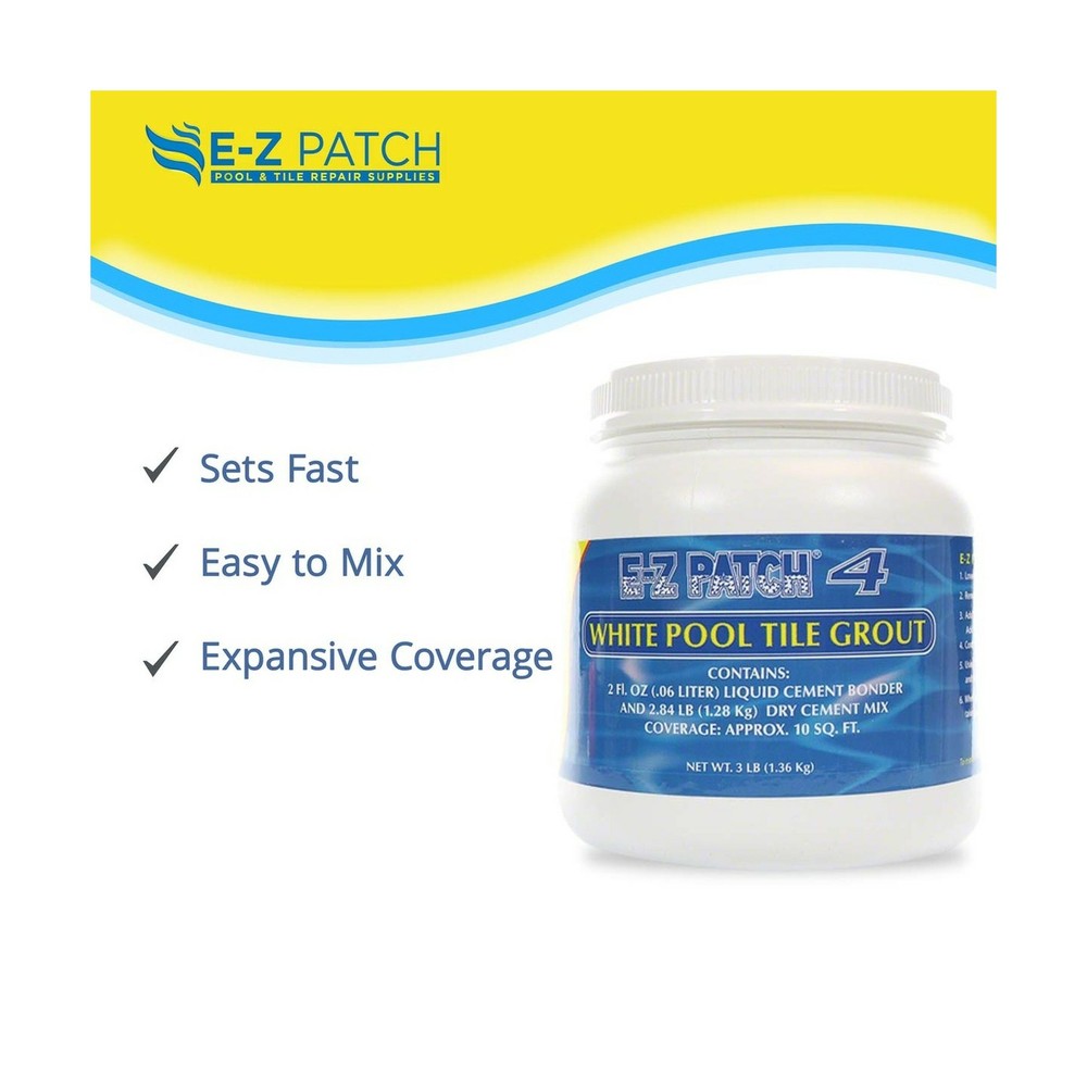 E-Z Patch 4 Fast Setting Underwater White Pool Tile & Grout Repair - Tile Gro...