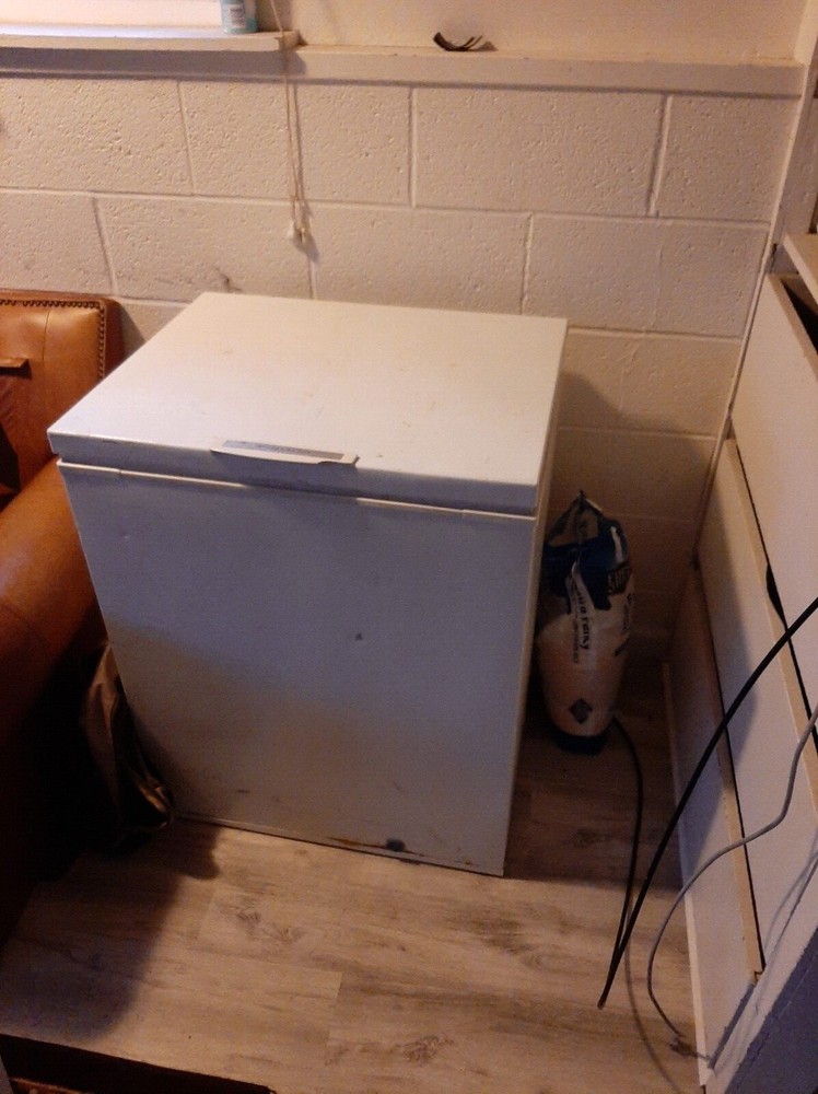 White Frigidaire Medium Sized Free Standing Commercial Freezer