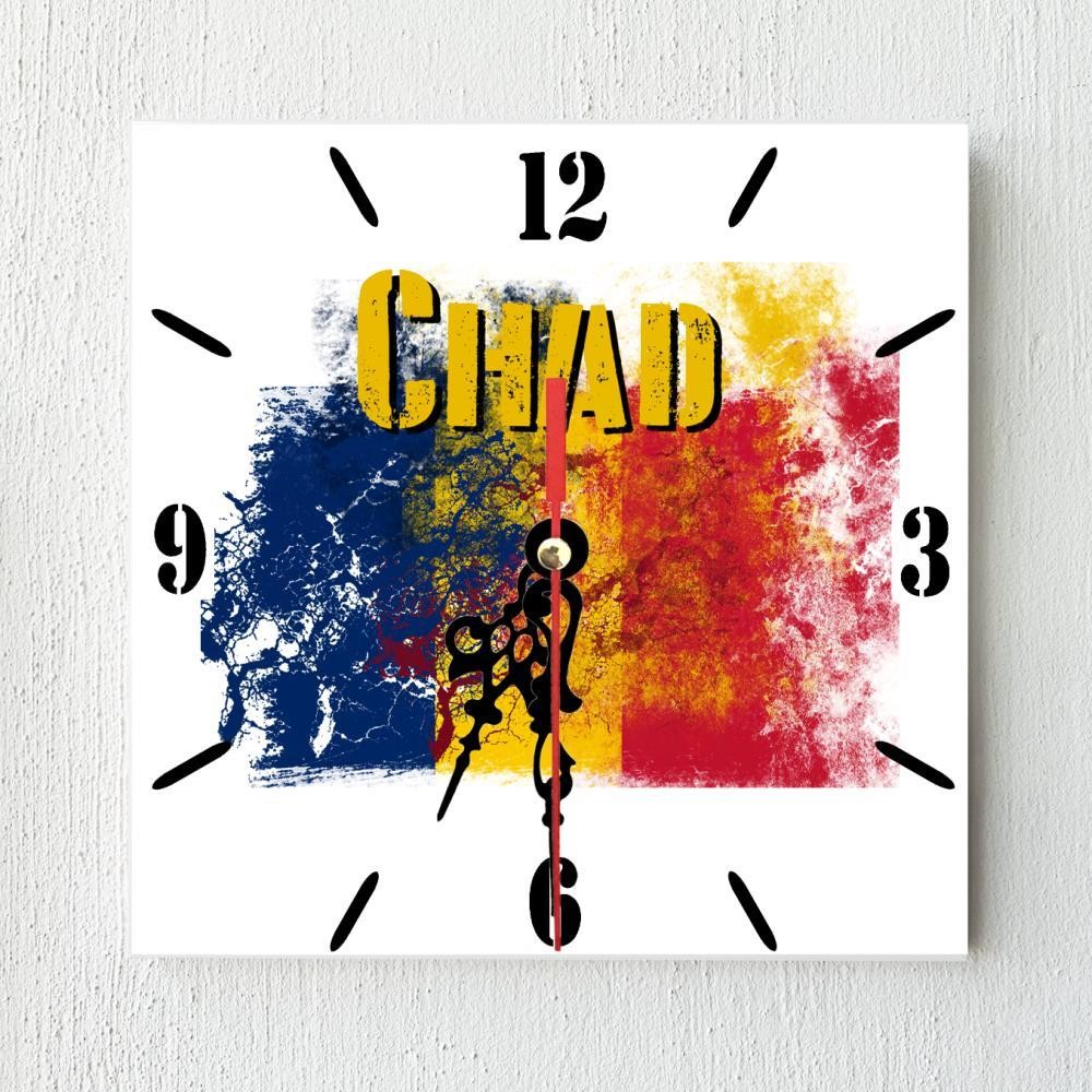 Chad Flag Wall clock patriots CERAMIC Tile Watch Support Décor