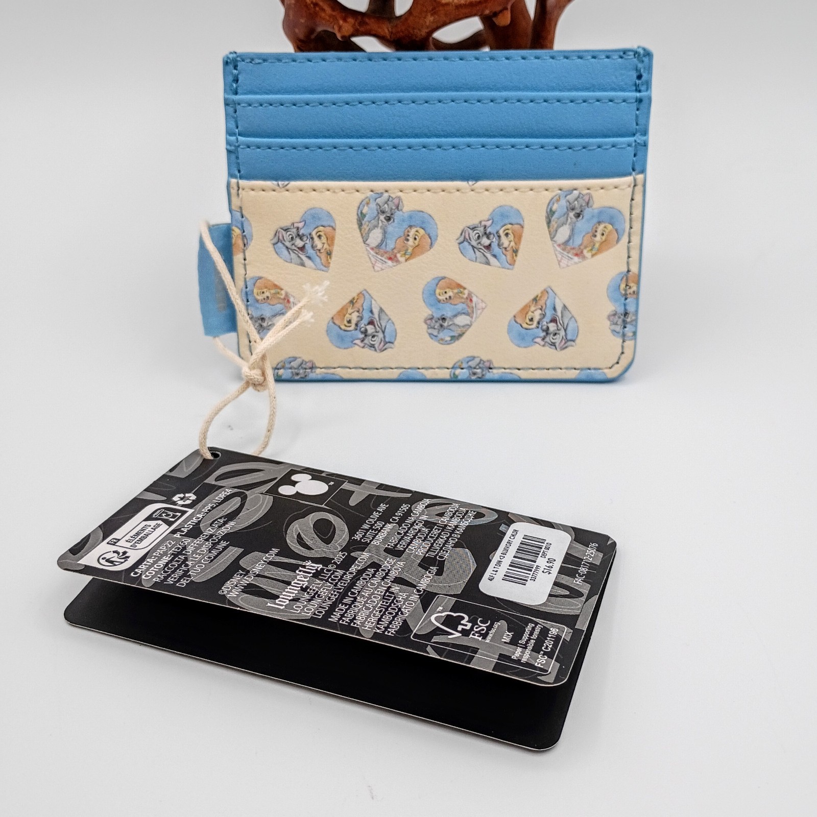 Loungefly Card Holder Disney's Lady And The Tramp Light Blue w/Hearts & Dogs