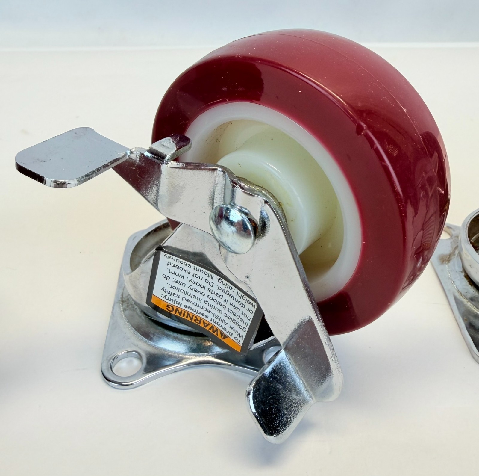(4) 3" Polyurethane Swivel Caster Wheels w/ Brakes  - New Condition