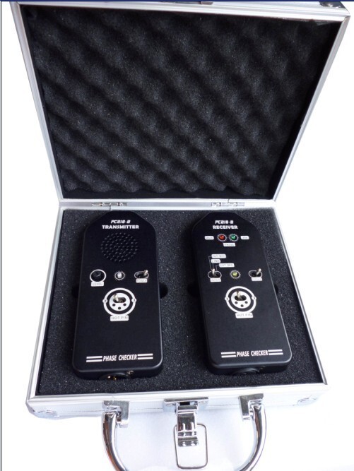 PC218 Phase Polarity Tester Audio Speaker Microphone Sound Phase Detector+Shell