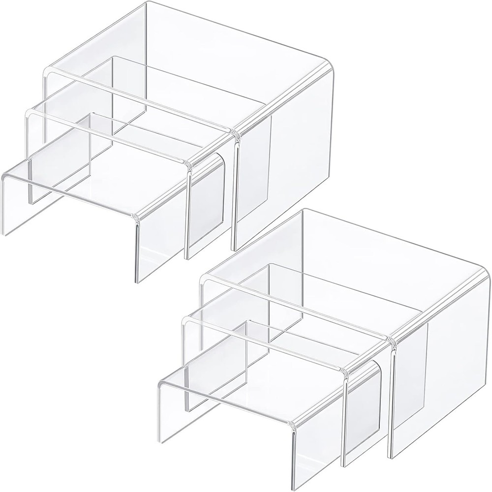 Acrylic Display Riser Set - 2 Elegant Sets with 3 Size Options for Showcases