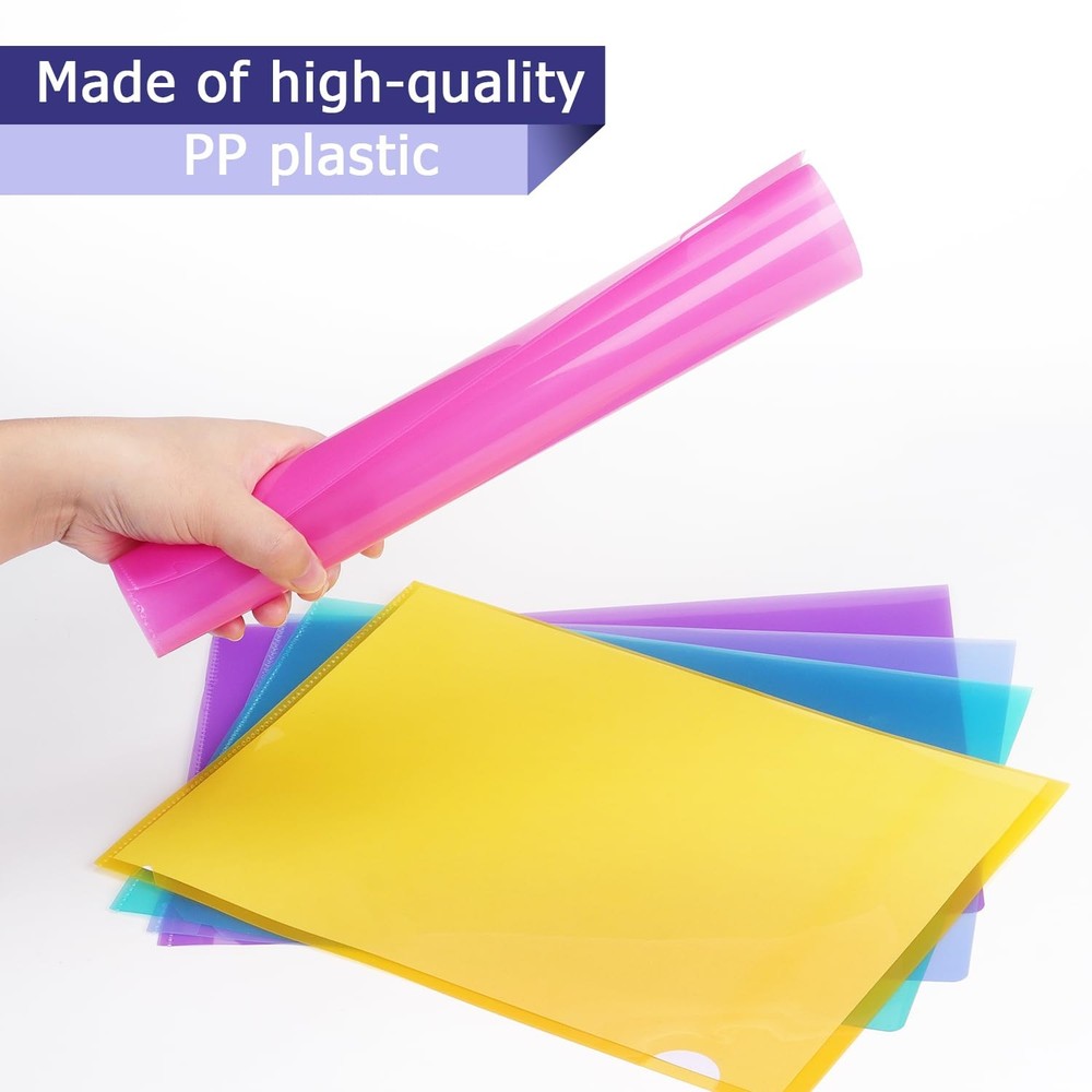 16 Pack Clear Plastic Folders Sleeves, Plastic Sleeves for Documents Transparent