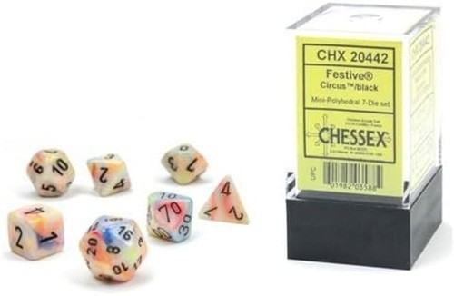 Chessex Circus/Black 7-Die Set New