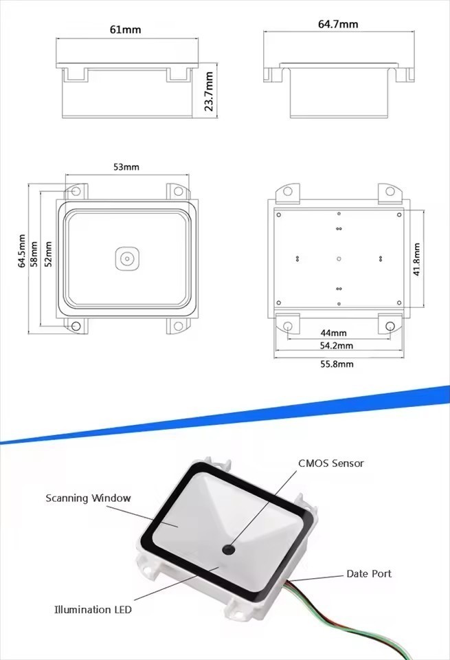 EVAWGIB 2D Barcode Scanner QR Bar code Reader USB Kiosk Small Fixed Mounted