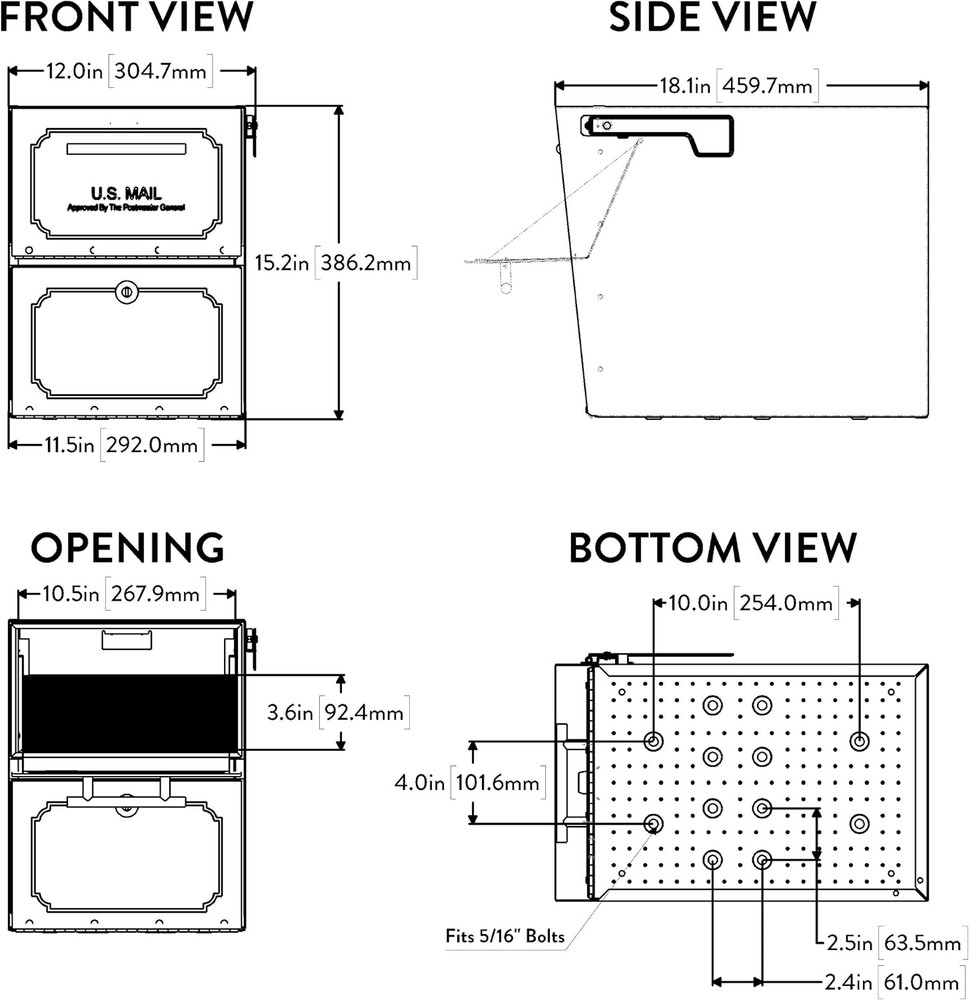 Oasis Classic Large High Security Parcel Mailbox, White