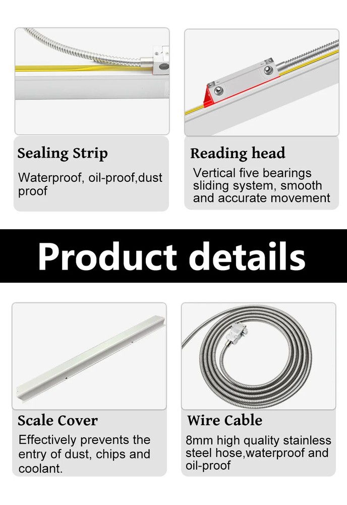 NEW Linear Glass Optical Scale Slim Sensor,High Accuracy,Lathe Milling