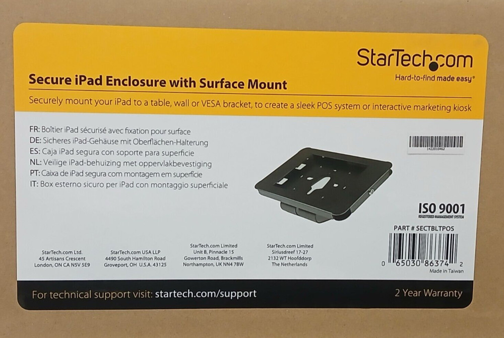 Startech SECTBLTPOS TAA Desk/Wall Mountable Lockable Secure Tablet ipad Stand