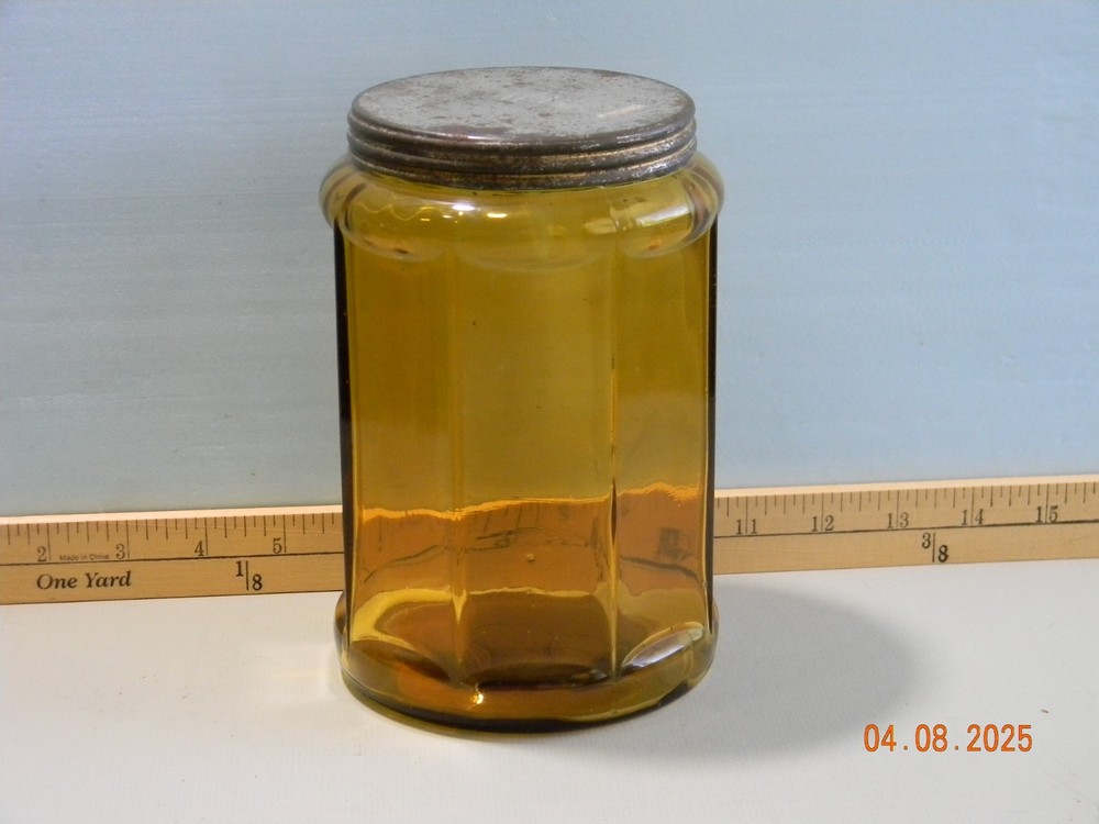 Depression era Amber Tobacco Jar