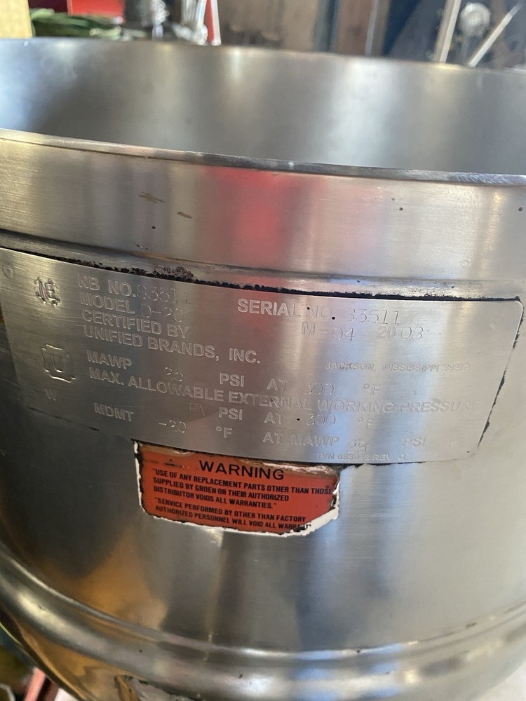 Groen D20 Steam Kettle 20 Quart Untested Floor Model Local Pick Up #4