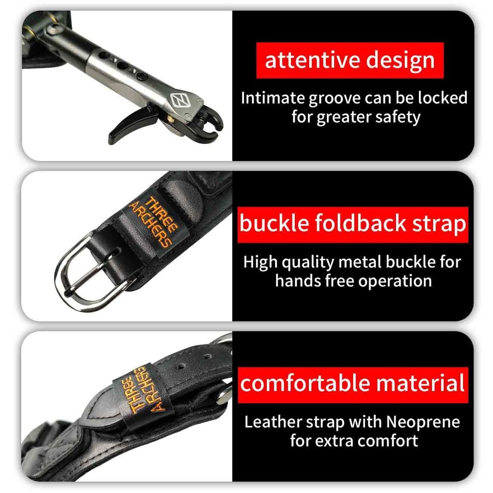 Compound Bow Release Sensitive Trigger Jaws Release with Leather Buckle Strap...