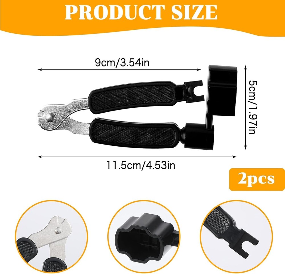 4× Professional 3-in-1 Guitar Repair Tool String Winder Cutter Bridge Pin Puller