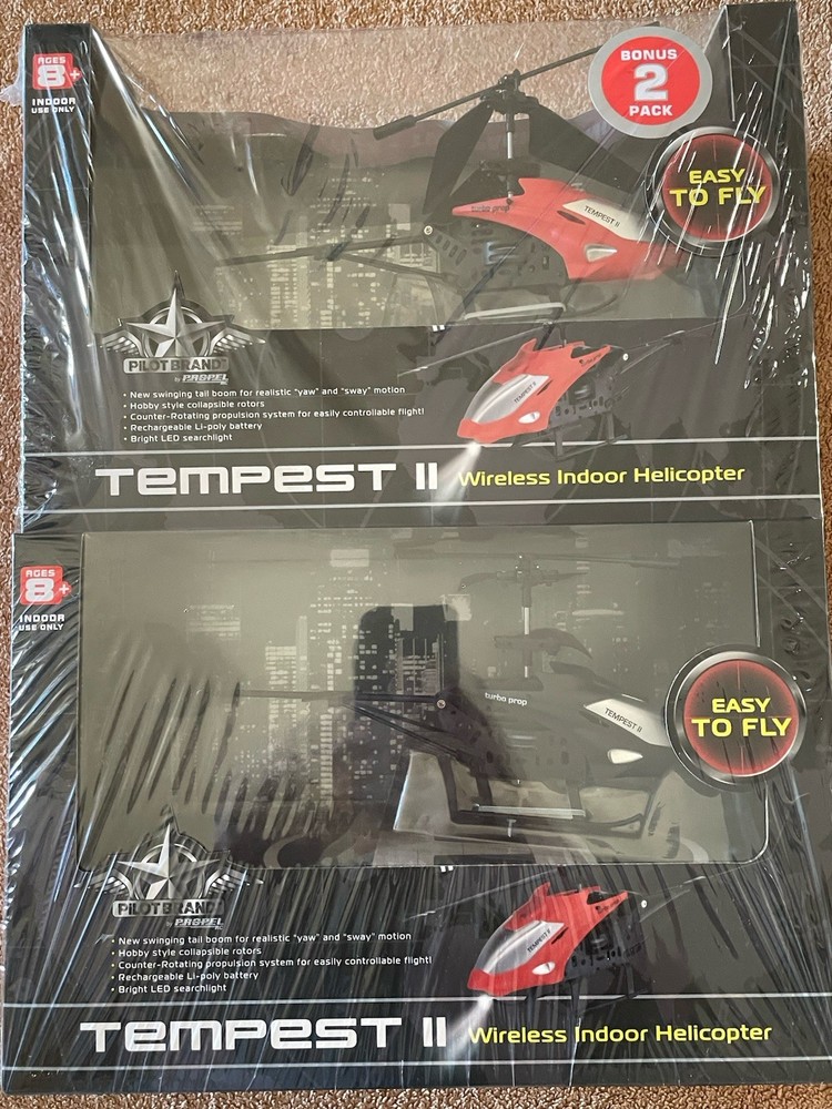 Tempest 2 Indoor Helicopter (2) Pack New Wireless