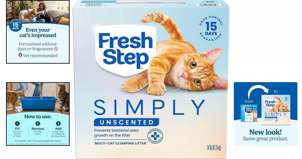 Simply Unscented Multi Cat Clumping Litter - 14 lb for Maximum Odor Control