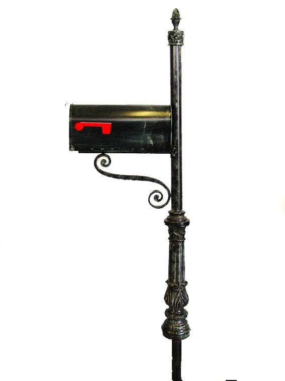 Custom Decorative Black iron Mailbox Post
