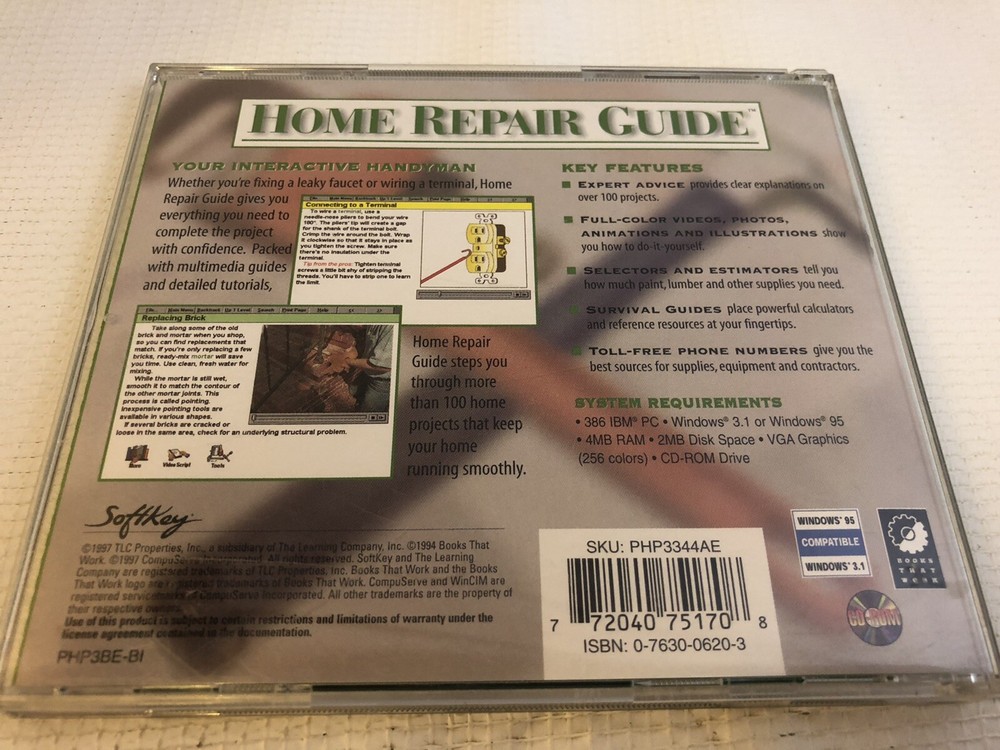 1996 Softkey Home Improvement Interactive Do It Self Repair Guide CDROM Win 95