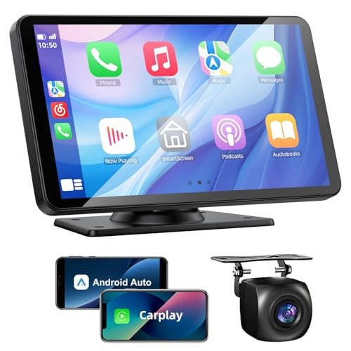 Wireless Carplay and Android Auto Screen for Car, 7" HD Portable Touch Screen