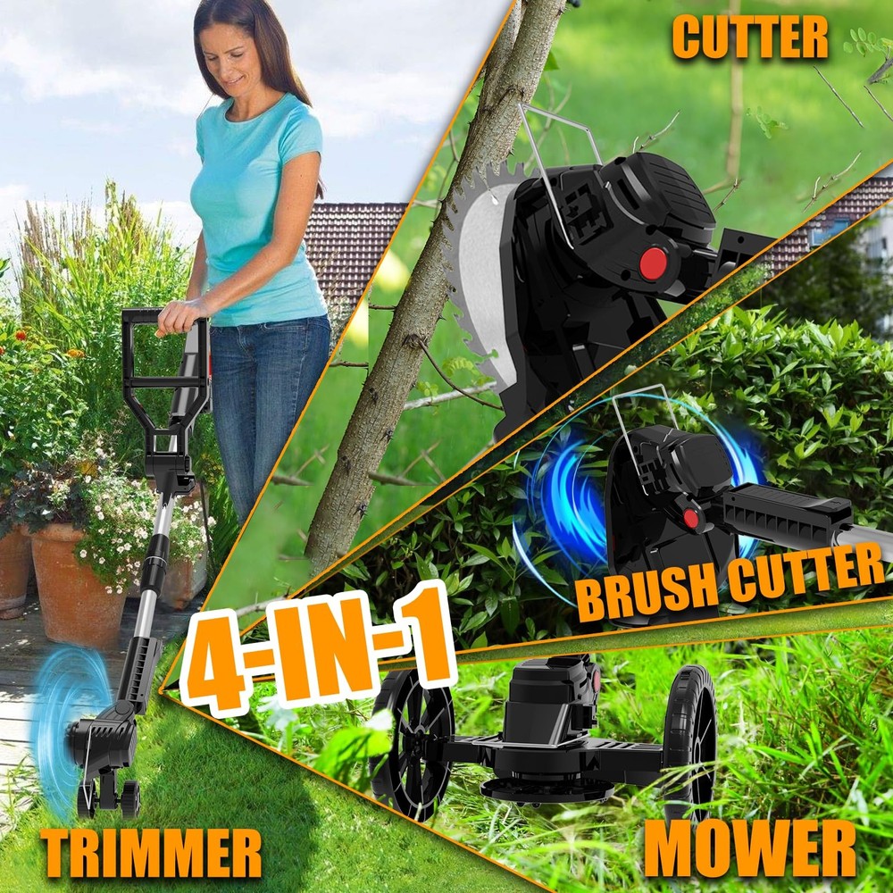 Electric Cordless Weed Wacker Eater Battery Powered, Stringless Weed Trimmer ...