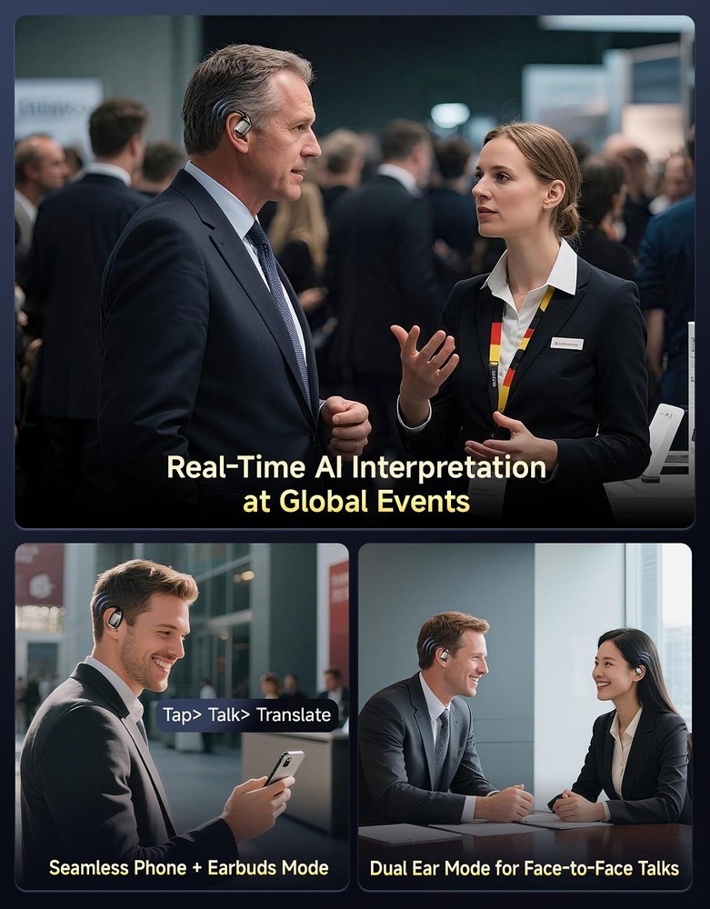 AI Translation Earbuds Real-Time, 144-Language Translator Devices with Multi-...