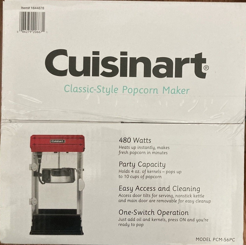 Cuisinart PCM-56PC Classic-Style Popcorn Maker Red 10 Cups