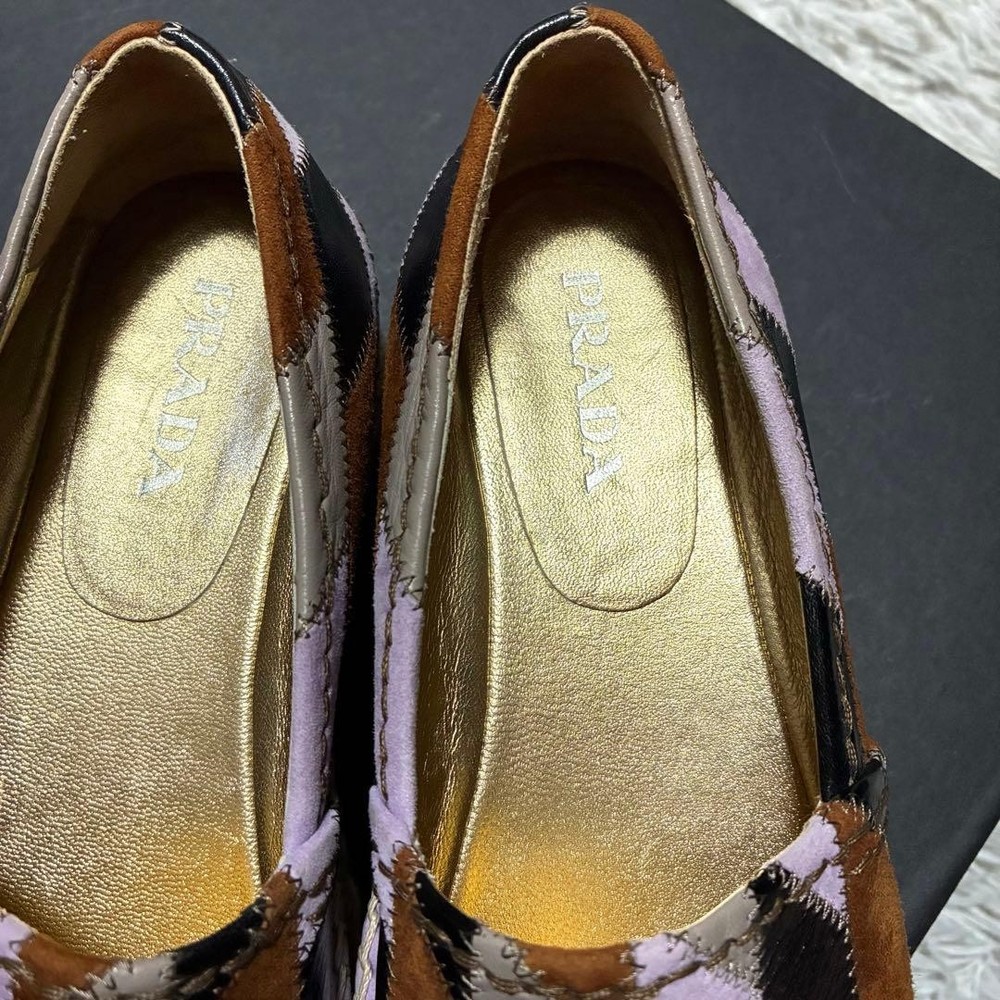 Prada Espadrilles Patchwork Leather Multicolor Women's Size EU36.5/US6.5