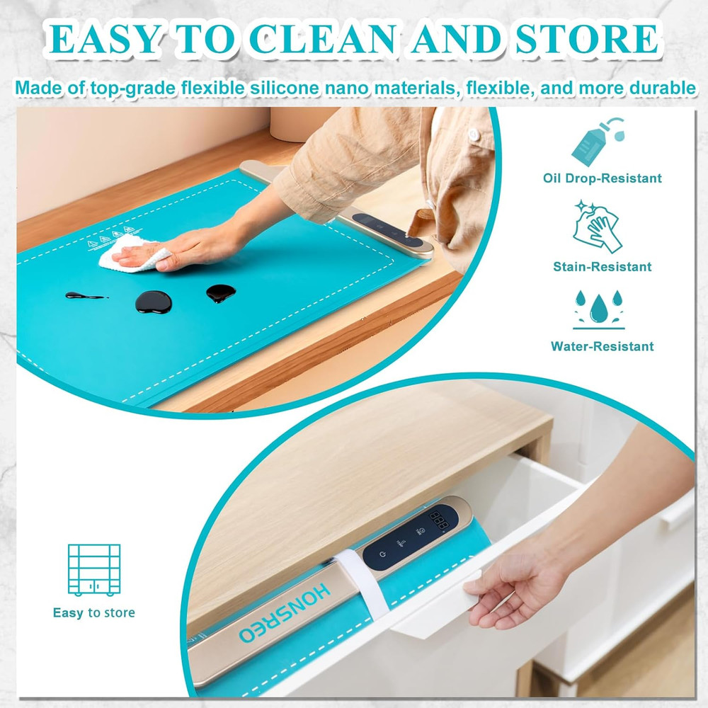 Electric Warming Tray, Silicone Heating Mat with 6 Temperature Modes and 6 Timer